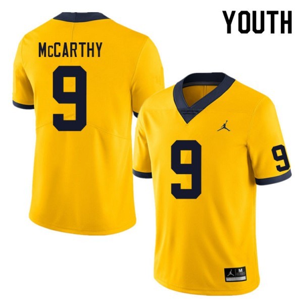 Michigan #9 Youth(Kids) J.J. McCarthy Jersey College Yellow Stitched
